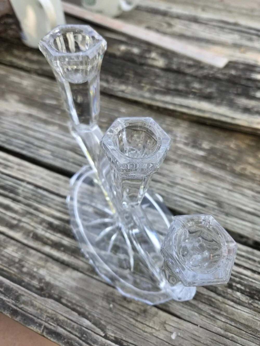 Vintage Pair Buder Bleikristall 3 Arm 24% Lead Crystal Candelabra Set 2
